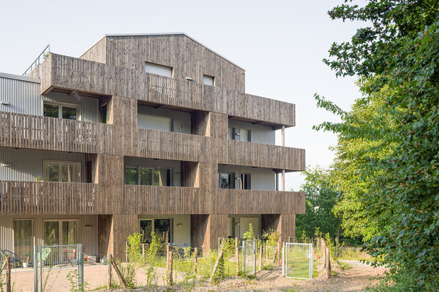 Façade Sud avec grands balcons-construction-logement-Orvault