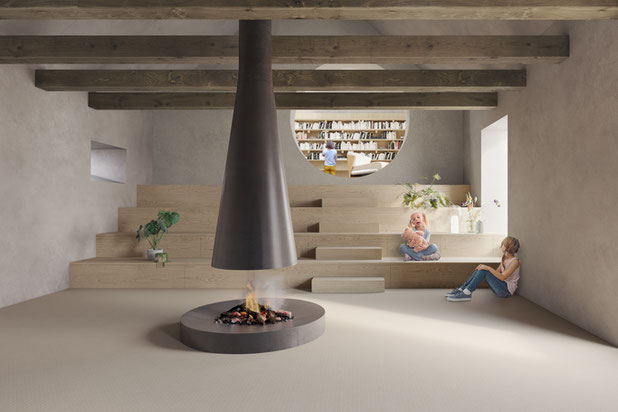 Le coin feu-rehabilitation-maison-Pont-de-Salars
