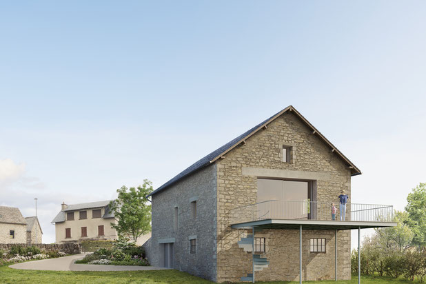 Vue extérieure-rehabilitation-maison-Sainte-Radegonde