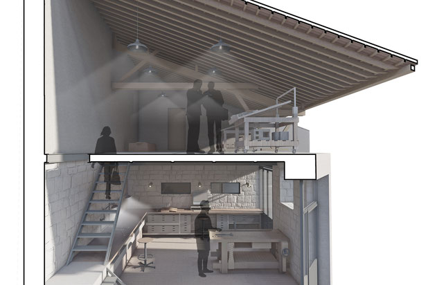 Coupe de l'atelier-rehabilitation-atelier_loft-Witry-lès-Reims