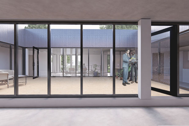 3D du patio-construction-bureaux-Périgny