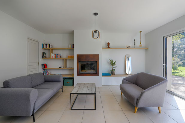 Salon depuis le séjour-amenagement-maison-Muzillac