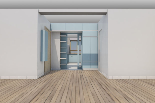 vue de l'entrée ( création d'un meuble sur mesure-renovation-appartement-Orléans