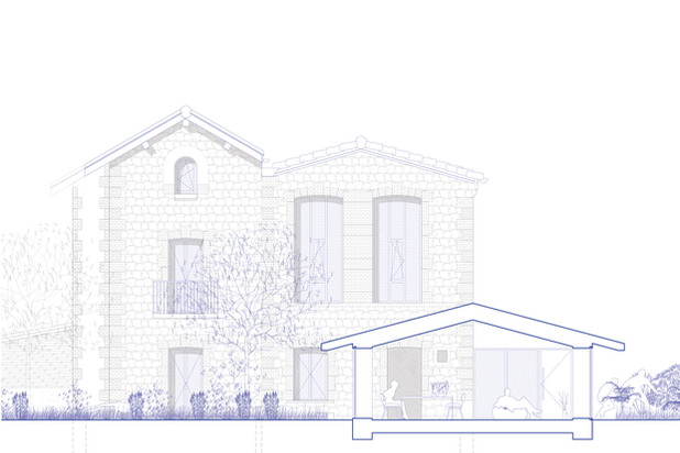 coupe extension - elevation de la passementerie-agrandissement_extension-maison-Saint-Just-Saint-Rambert