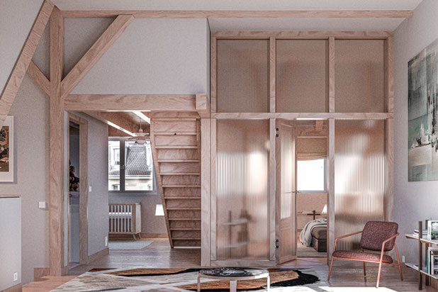 vue de l'espace détente-renovation-appartement-Strasbourg