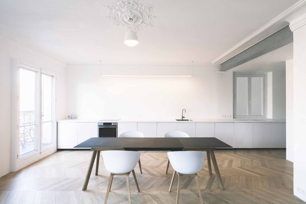 Séjour et cuisine-renovation-appartement-Paris