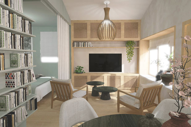 Studio Oléron - Espace salon-rehabilitation-maison-Saint-Pierre-d'Oléron