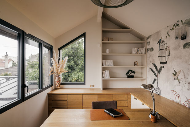 Vue du bureau située dans la nouvelle surélévation-surelevation-maison-Saint-Maur-des-Fossés