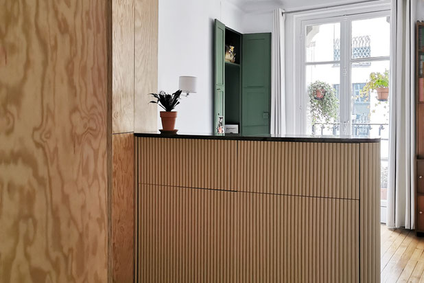 Meuble tête de lit/dressing/bibliothèque-rehabilitation-logement-Paris