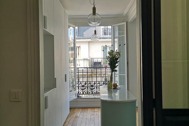 Vue vers pièce à vivre-renovation-logement-Paris