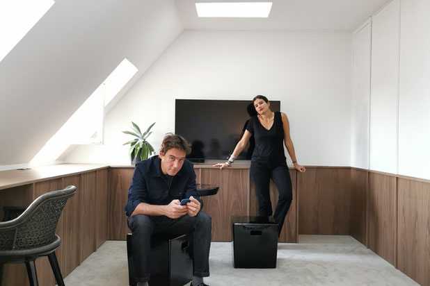 La partie salon-rehabilitation-appartement-Paris