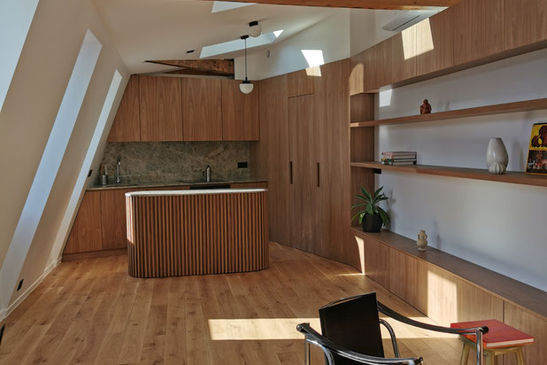Salon et cuisine-renovation-logement-Paris