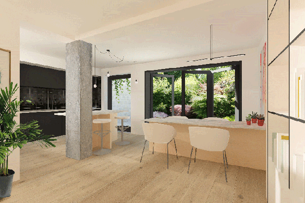 Vue intérieure - Cuisine-surelevation-maison-Paris