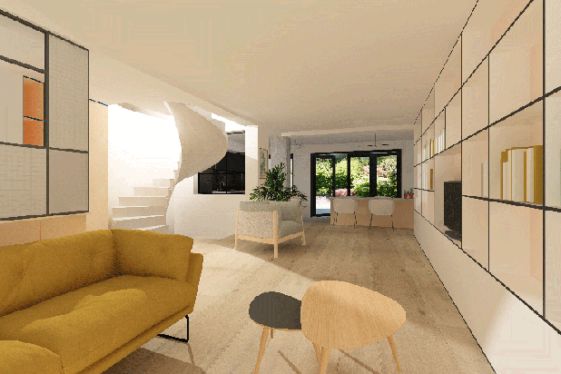 Vue intérieure - Séjour-surelevation-maison-Paris