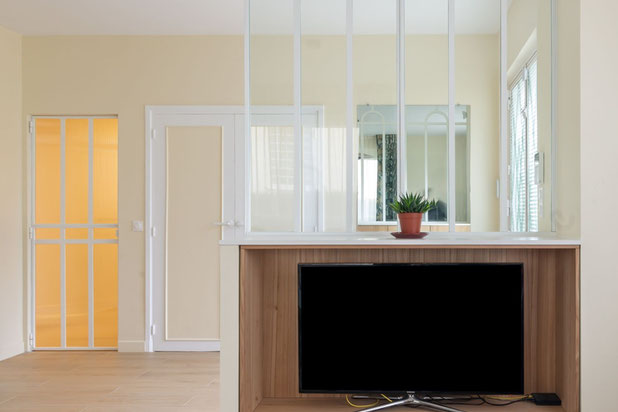 Entrée - verrière et menuiserie sur mesure-renovation-maison-Marnes-la-Coquette