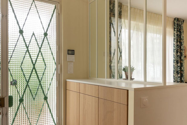 Entrée - verrière et menuiserie sur mesure-renovation-maison-Marnes-la-Coquette