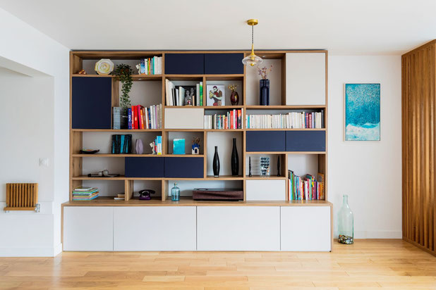 Bibliothèque sur mesure-renovation-appartement-Paris