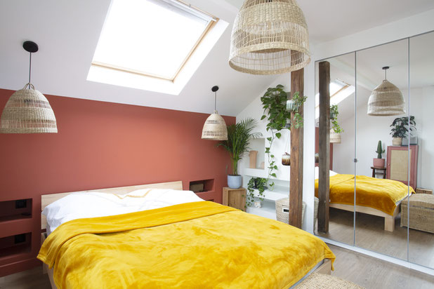 Chambre parentale - Menuiserie sur mesure-renovation-maison-Cachan