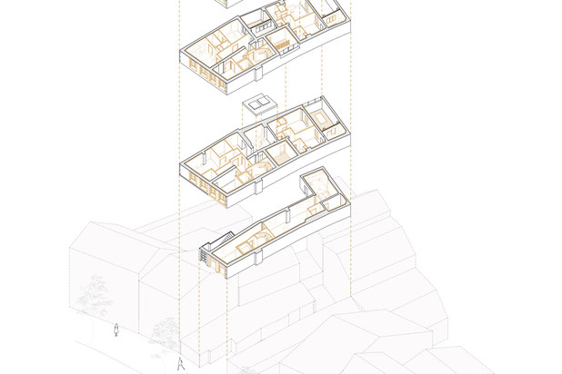 Axonométrie du projet-rehabilitation-hotel-Nancy