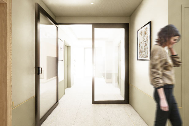 Vue du hall-amenagement-immeuble-Châtillon