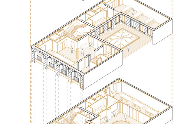 Axonométrie du projet-rehabilitation-bureaux-Paris