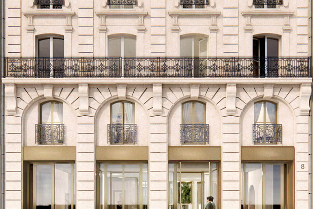 Façade sur rue état projet-rehabilitation-bureaux-Paris