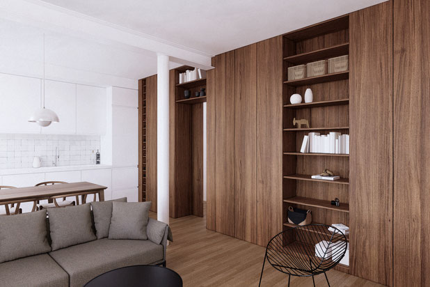 GIONO, rangements visibles et invisibles.-renovation-appartement-Bordeaux