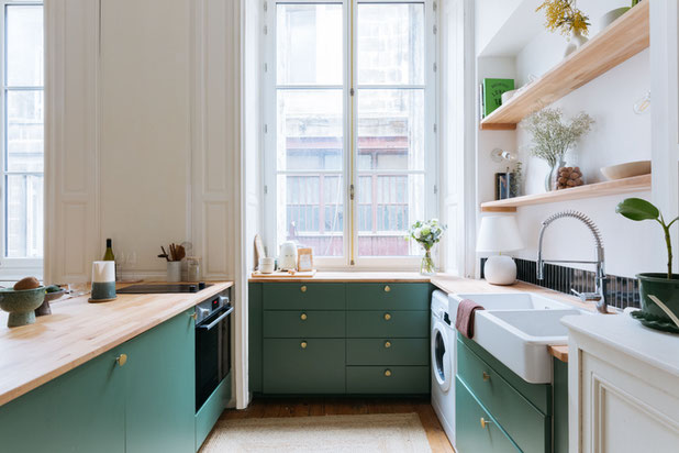 La cuisine et son îlot-renovation-appartement-Bordeaux