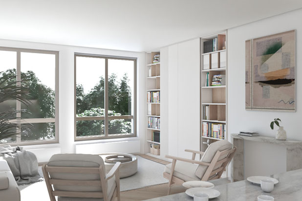 Séjour - meuble TV fermé-renovation-appartement-Neuilly-sur-Seine