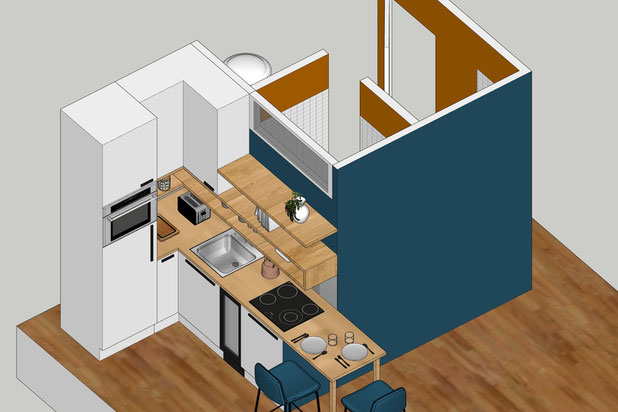 Axonométrie du projet-renovation-appartement-Paris