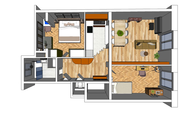 Plan perspective projet-renovation-appartement-Paris