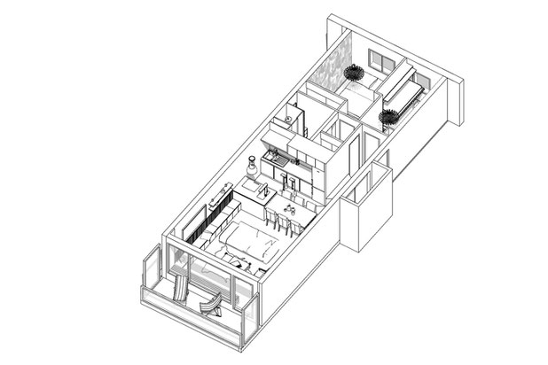 Axonométrie du projet-renovation-appartement-Tignes