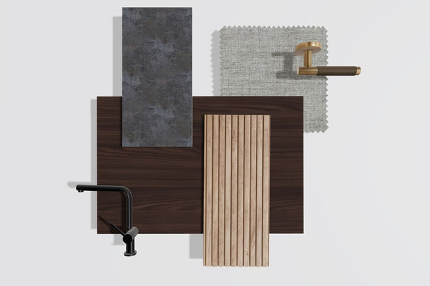 Moodboard des matériaux du projet-renovation-appartement-Tignes