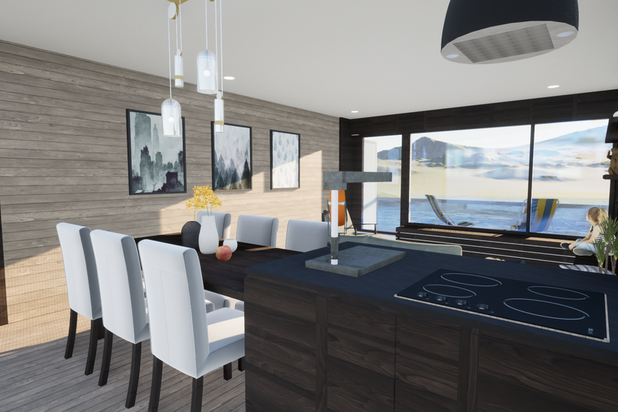 Perspective vue depuis la cuisine-renovation-appartement-Tignes