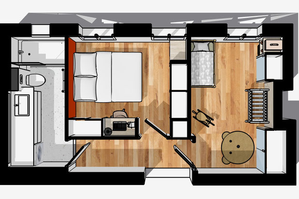Plan perspective projet-renovation-appartement-Paris