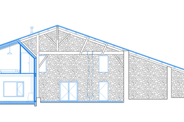 Coupe transversale - projet-rehabilitation-logement-Eymet
