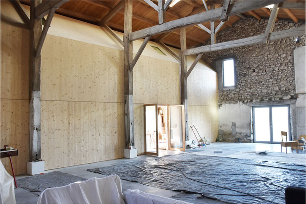 Vue projet depuis la partie grange-rehabilitation-logement-Eymet