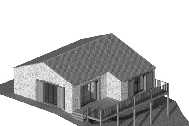 Projet - axonométrie Sud-Est-rehabilitation-logement-Soumensac