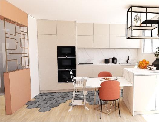 Espace repas-renovation-appartement-Levallois-Perret