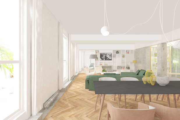 Enfilade de pièces-renovation-appartement-Paris