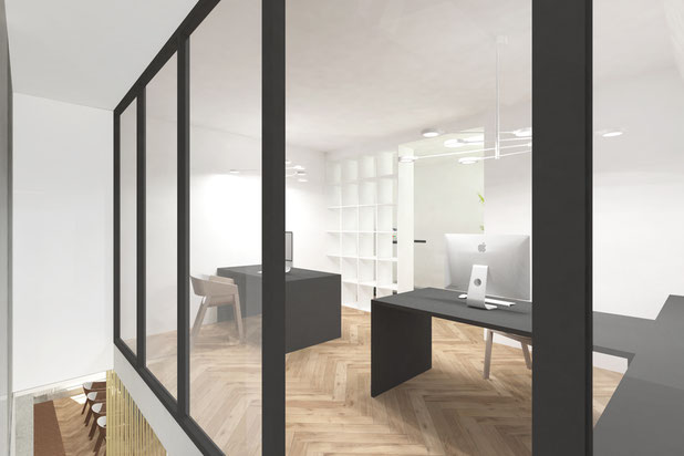 L'espace professionnel en duplex-renovation-appartement-Paris