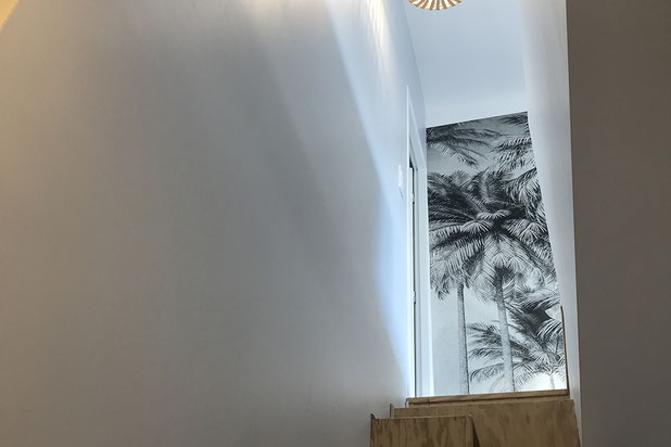 Detail de l'escalier japonais.-surelevation-immeuble-Paris