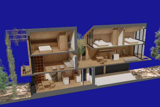 Vue de deux des appartements créés.-surelevation-maison-Champigny-sur-Marne