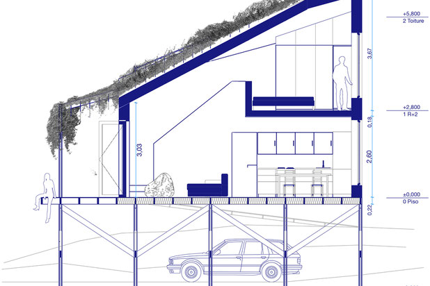 Coupe longitudinale-construction-maison-Lo Barnechea