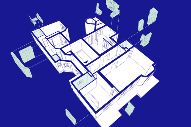 3d Vue géneral d'appartement et l'intervention.-renovation-appartement-Paris
