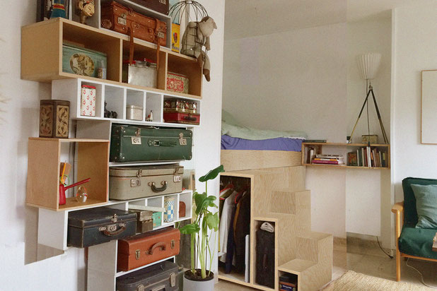 Vue de l'escalier de la mezzanine.-renovation-appartement-Paris