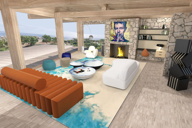 Projection 3D de l'espace salon.-renovation-maison-Ajaccio