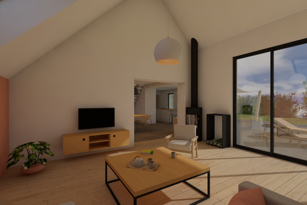 Vue 3D intérieure-agrandissement_extension-maison-Sainte-Honorine-du-Fay
