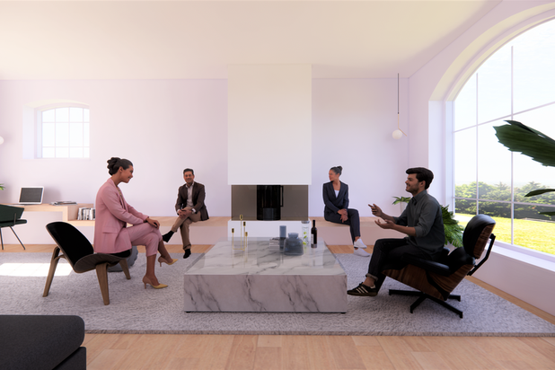 Salon et coin bureau-amenagement-maison-Clamart