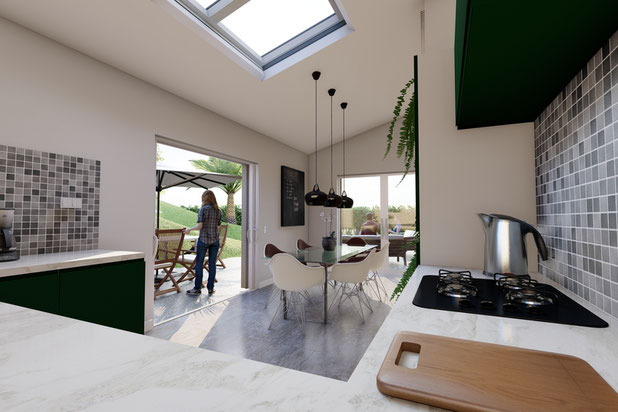 Vue de la cuisine-agrandissement_extension-maison-Dammartin-en-Serve